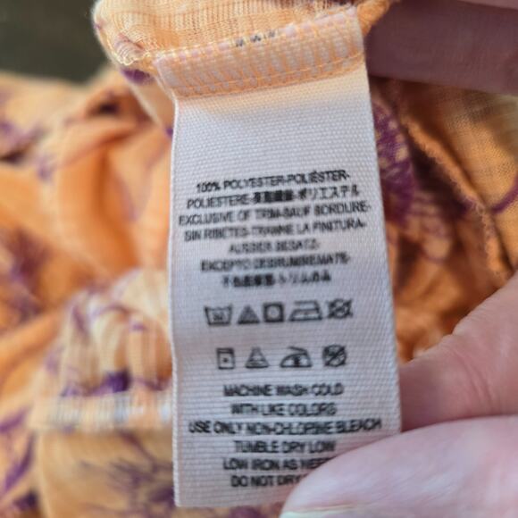 Free People One Dance Coral Floral Bohemian Crop Top Deep V Size L - Picture 9 of 9